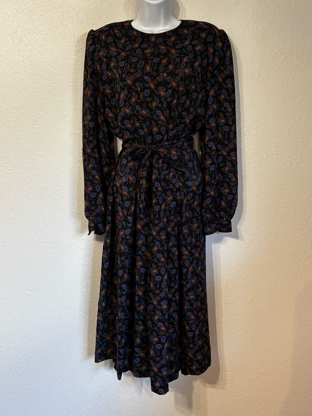 VIntage Schrader Sport Paisley Belted Midi Dress Size 8